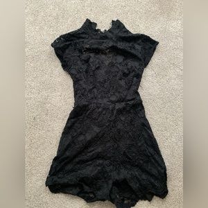 Black Laced open back Romper